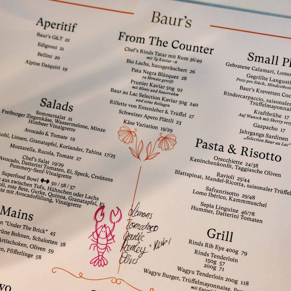 2025 Baur's Brasserie Menu Lobster Drawing 1